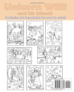 Unicorn Willi and his friends. Coloring book.: Unicorn coloring book for children from 4 to 14 years. 30 full-page unique drawings. Best size 8"x10" so you can paint every detail. by Sascha Lunyakov