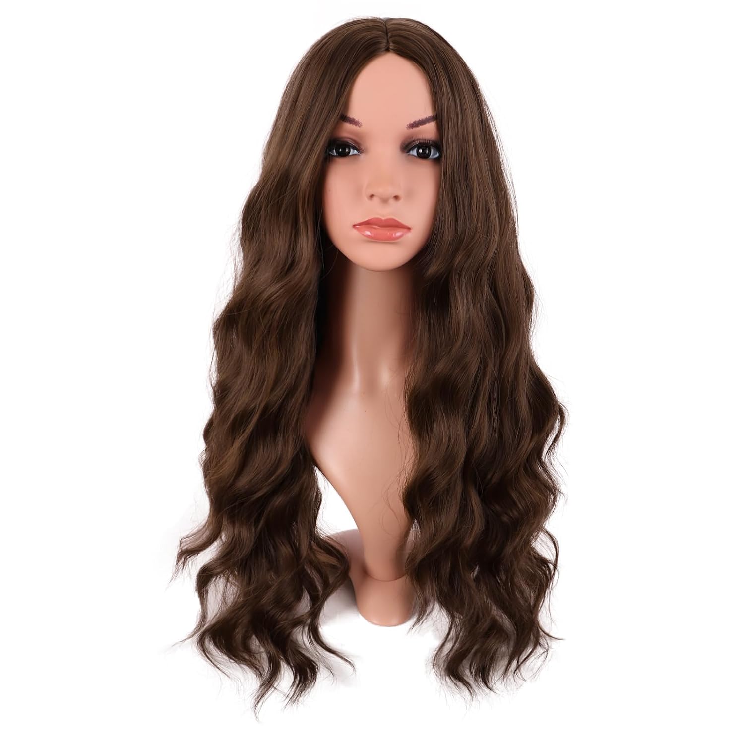 Parrucca donna lunga ondulata sintetica per cosplay viola scuro_voghion.com
