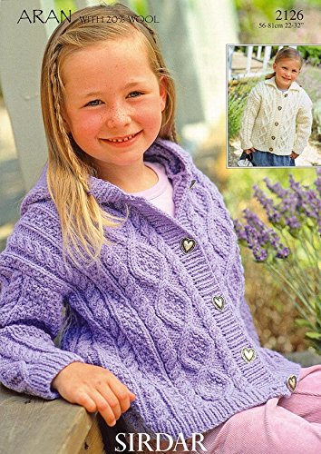 

Sirdar Bonus Aran -Children Cardigans Pattern - 2126 1 to 12 years Pattern