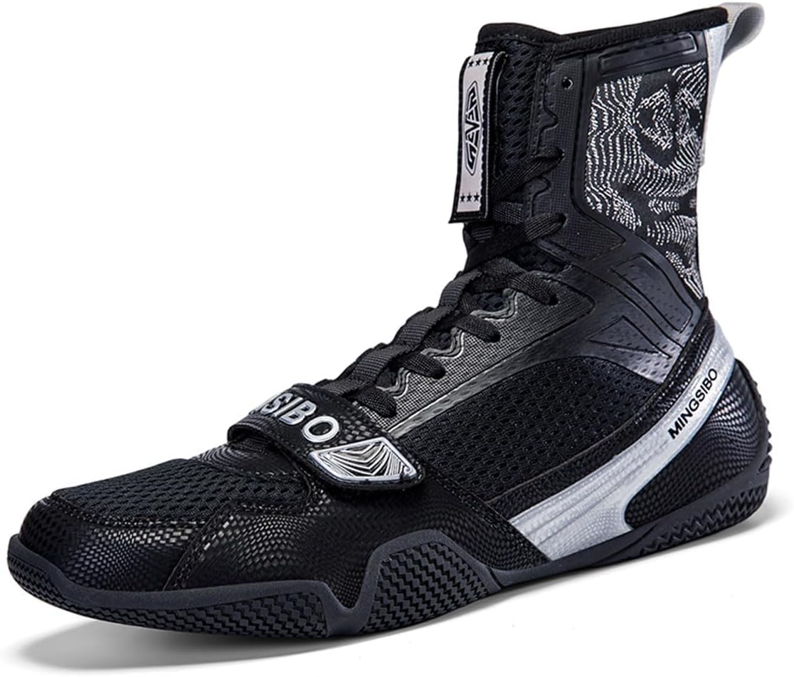 Mens Womens High Top Wrestling Boxing Shoes Lightweight Non-Slip Breathable Fitness Sneakers For Boxing Weightlifting Training_vogvips.com