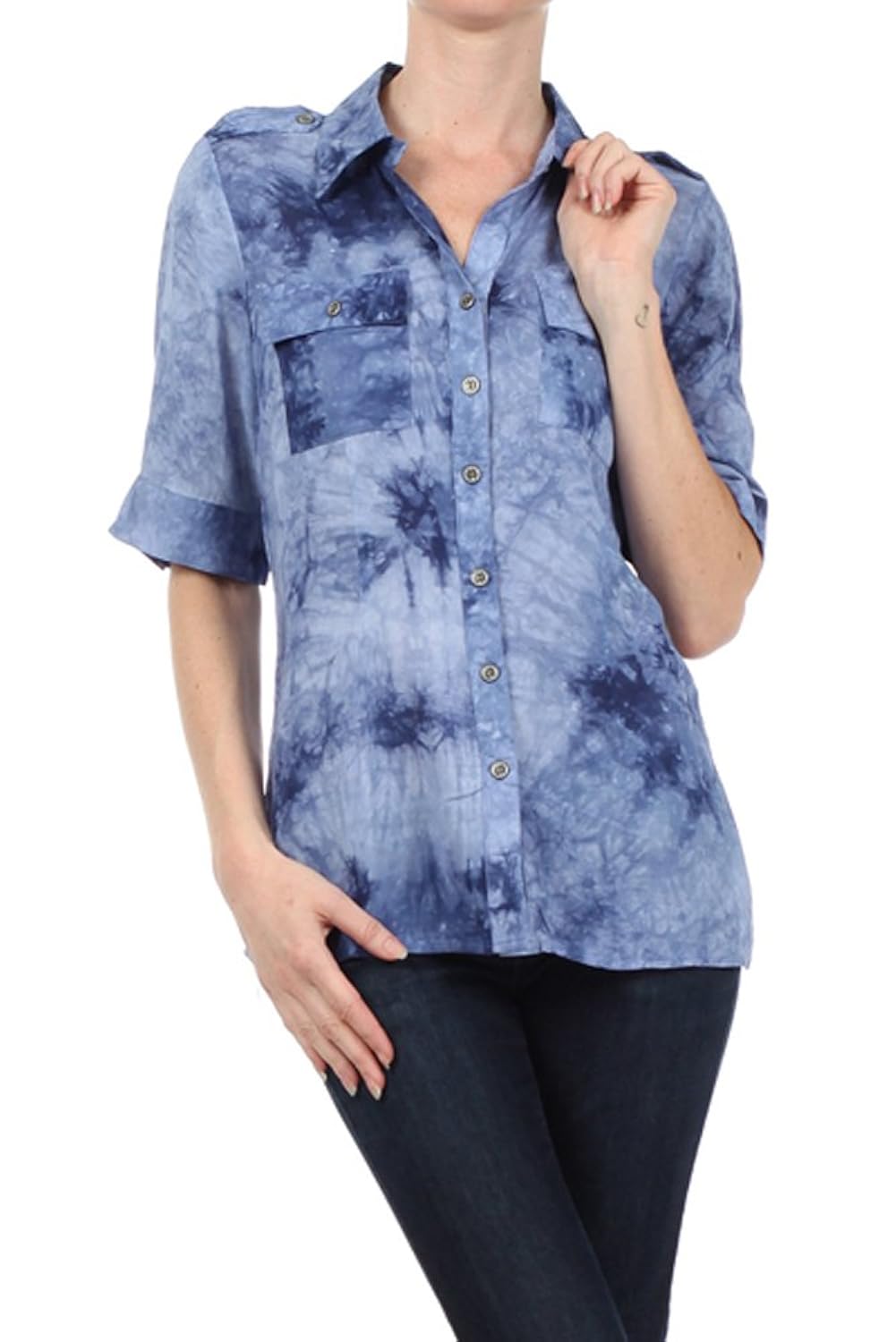 

Plus Size Navy Tie Dye Top