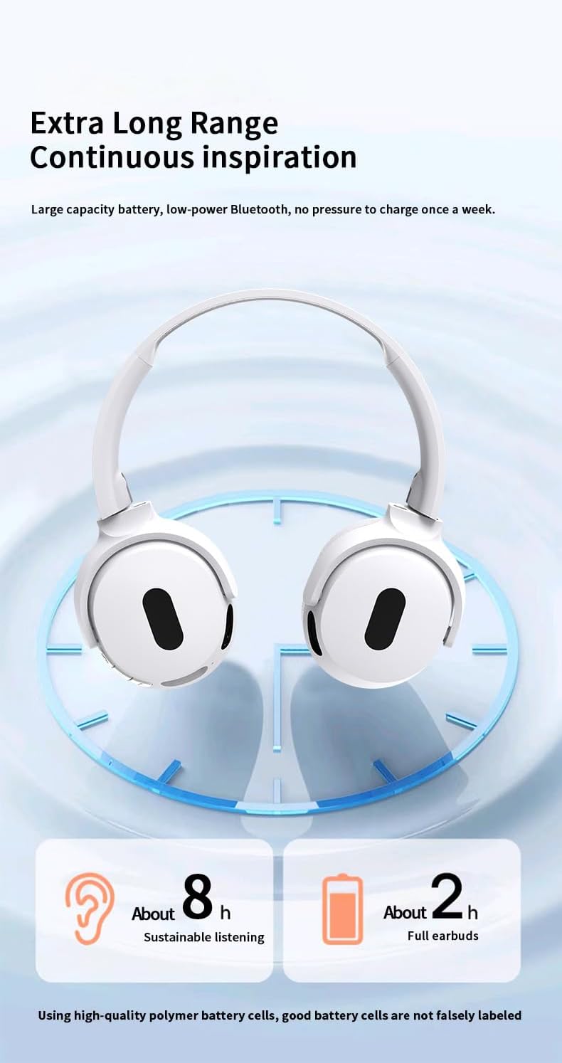 Headset, Long Battery Life Foldable Wireless Bluetooth Headset Stereo Music Sports-Black_voghion.com