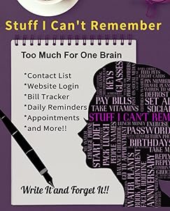 Stuff I Can't Remember: Includes: Contact List, Website Login Info, Bill Tracker, Daily Reminders, Special Events, Scheduled Appointments and More!!! by Ms Gracie C