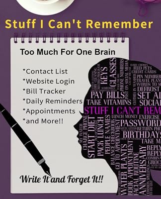 Stuff I Can't Remember: Includes: Contact List, Website Login Info, Bill Tracker, Daily Reminders, Special Events, Scheduled Appointments and More!!!