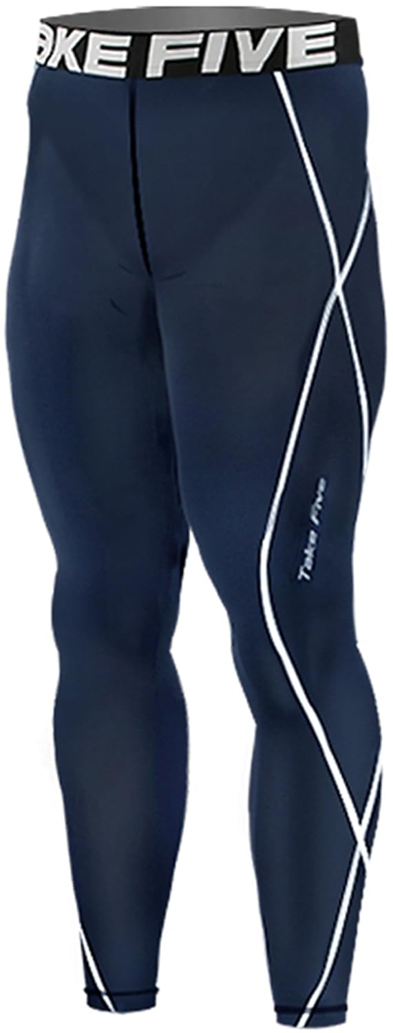 

New 018 Skin Tights Compression Leggings Base Layer Navy Running Pants Mens