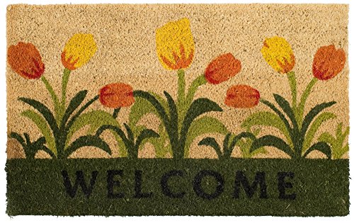 Milliard Printed Coco Coir Welcome Tulip Design Doormat/Entry Rug - 18