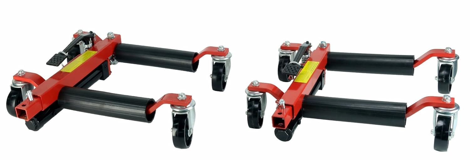 

Quantity 2 - Hydraulic Car Wheel Dolly Positioning Jack easily move Vehicle 1500 lb 13.5" Wide 12" Tires