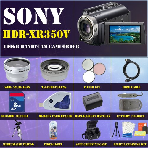 Sony Hdrxr350v 120gb Hd Handycam Camcorder + Huge Accessories Package