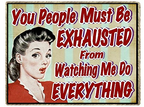 Funny Retro Office Gifts Exhausted Watching Me Do Everything Refrigerator Magnet Birthday and Office Gift