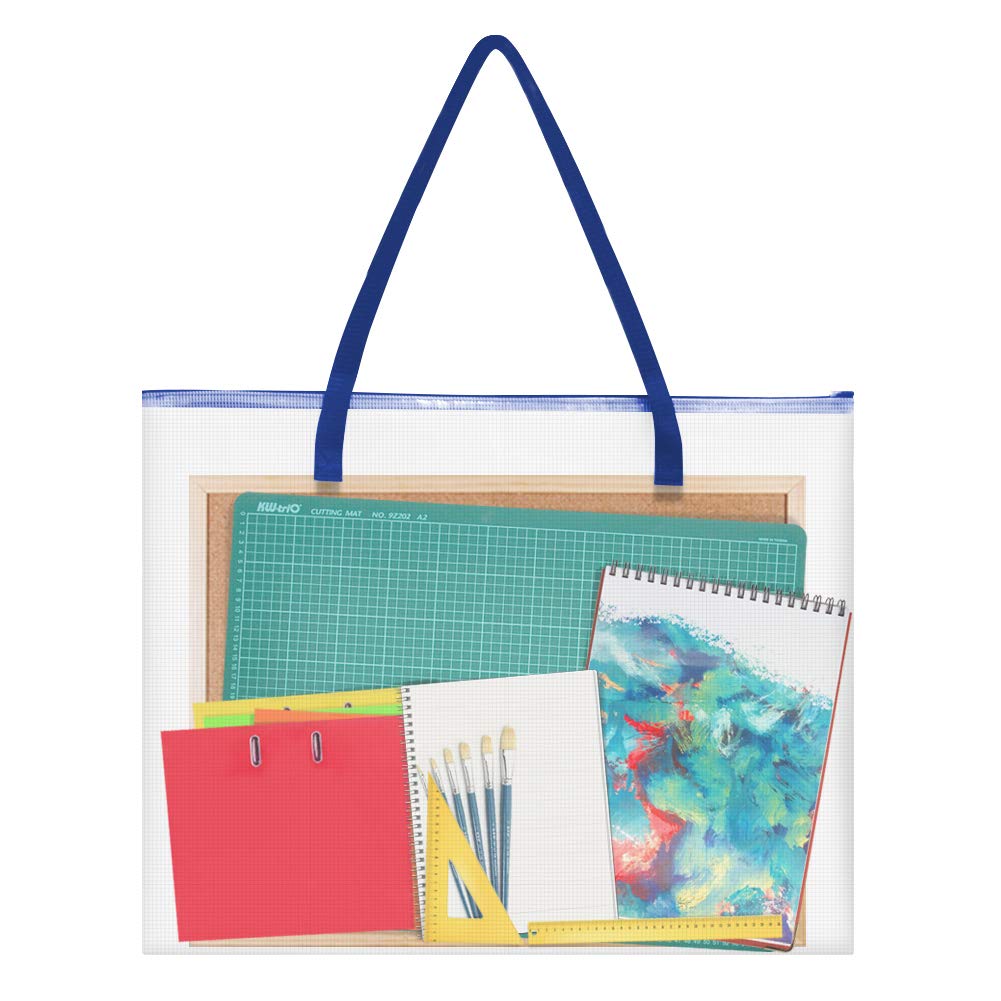 ZKOO Poster Storage Bag, 26" x 20" Art Portfolio Bag, Bulletin Board Holder Art Portfolio Container for Artwork, Artwork Storage Case for Poster, Bulletin Board, Scrapbook, Teaching Materials (Blue)