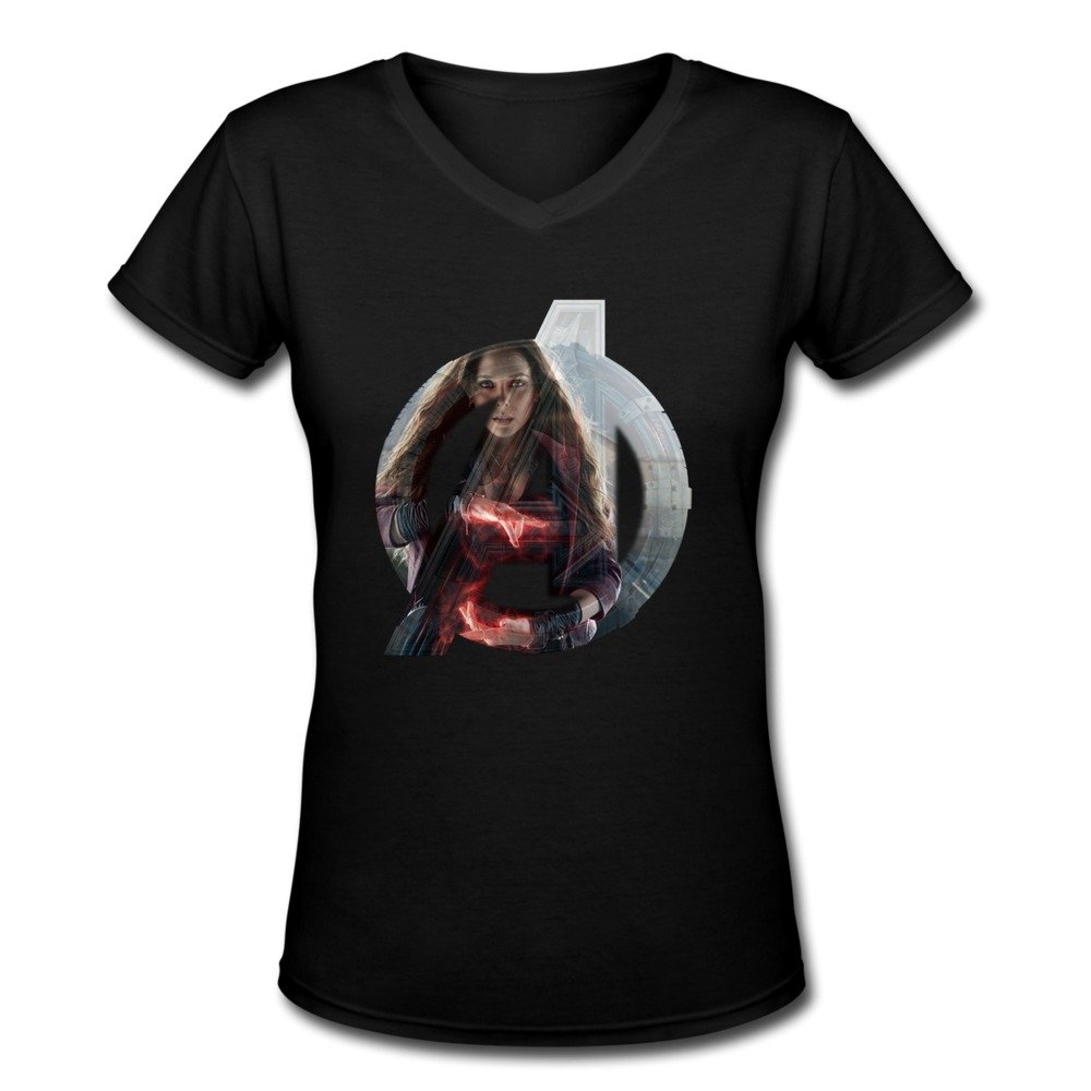 

AOPO Avengers Scarlet Witch Elizabeth Olsen V-Neck Short Sleeve T-shirts For Women