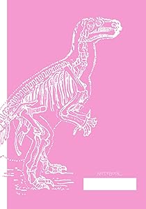 Pink Dinosaur Notebook (College Ruled): 7 x 10 in (B5) Composition Book with wraparound design and contrast spine