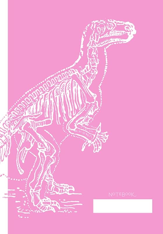Pink Dinosaur Notebook (College Ruled): 7 x 10 in (B5) Composition Book with wraparound design and contrast spine by Strawberry Finch