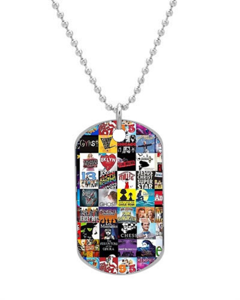 

Broadway Collage Dog Tag Dimensions 1.3X2.2X0.1 inches ,Comes with 30" inches beads chain