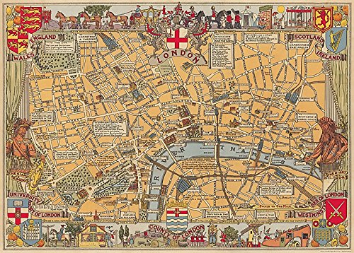 London Map Gift Wrap Decorative Decoupage Vintage Retro Style Paper 20x28 Poster