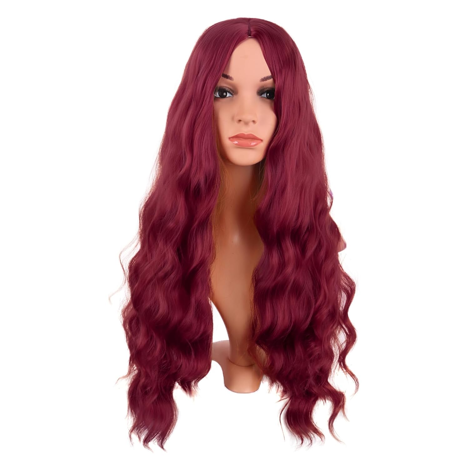 Parrucca donna lunga ondulata sintetica per cosplay viola scuro_voghion.com
