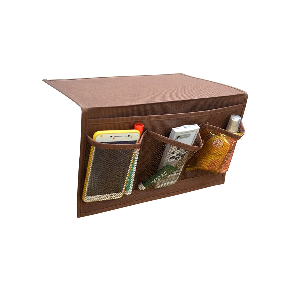 ZKOO Bedside Storage Organizer, Table cabinet Storage Organizer for tablet Magazine Phone Remotes, bed caddy organizer (Coffee)