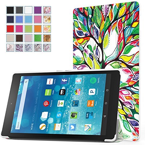 MoKo Case for Fire HD 8 - Ultra Slim Lightweight Smart-shell Stand Cover with Auto Wake / Sleep for Amazon Kindle Fire HD 8 Inch Display Tablet (2015 Release Only), Lucky TREE
