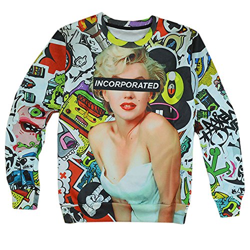 

CHIC Women Men Marilyn Monroe Swag Sweatshirt 3D Hoodies Clothing T Shirt (S)