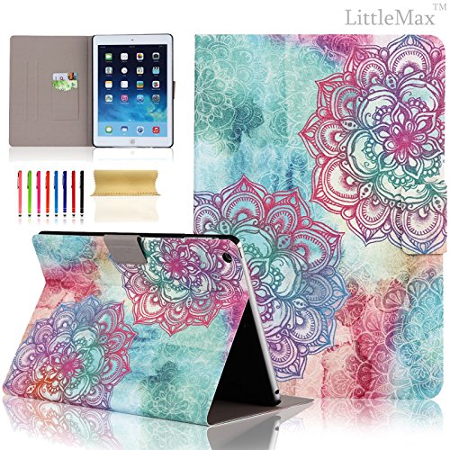 iPad Mini 1/2/3 Case - LittleMax(TM) [Card Holder]Stand Case with Auto Sleep/Wake Function Ultra Slim Flip Case Cover for Apple iPad Mini 1/2/3 [Free Cleaning Cloth,Stylus Pen]--# Ink Flower