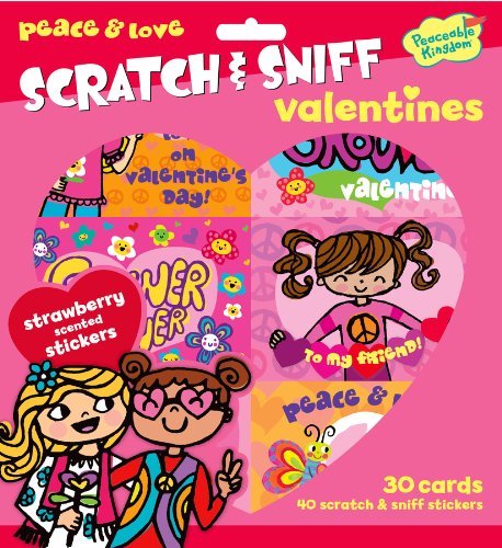 Peaceable Kingdom / Peace & Love Scratch & Sniff Strawberry Scented Valentine Cards