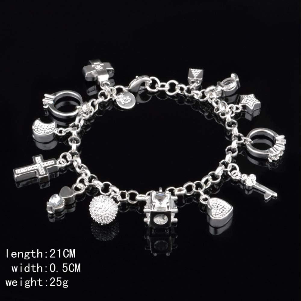 Bracciale Aeora S925 in argento con tredici pezzi pendenti per donna, regalo braccialetti e braccialetti gioielli_voghion.com