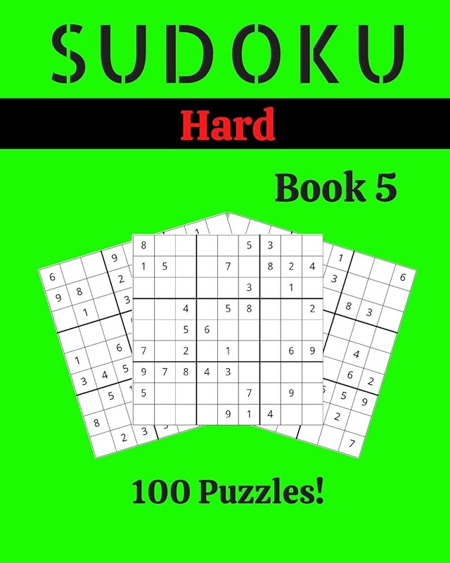 Sudoku Hard Book 5: 100 Sudoku for Adults | Large Print | Hard Difficulty | Solutions at the End | 8'' x 10'' by Stella Picard