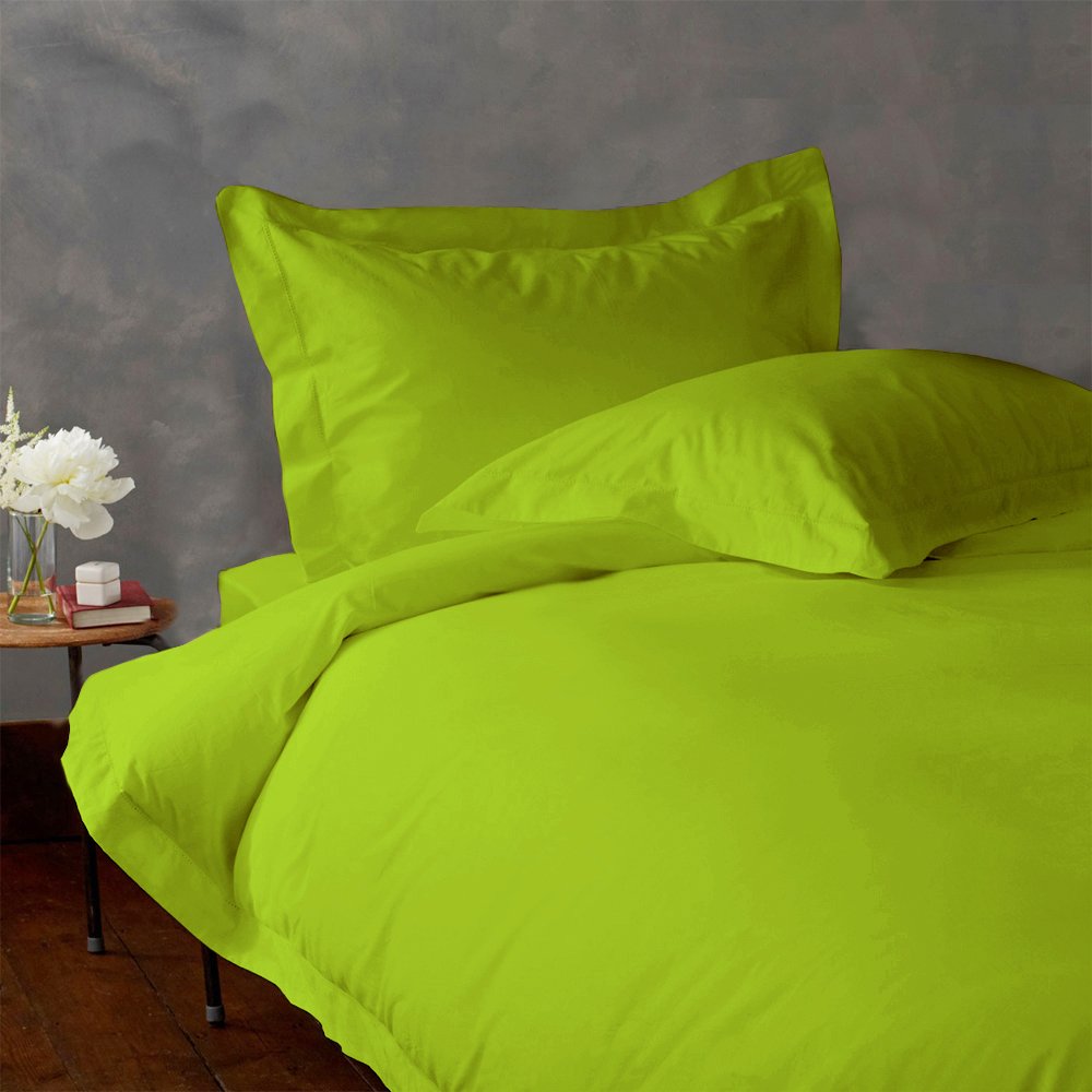 

LACASA BEDDING 400 TC Egyptian cotton Duvet set Italian Finish Solid ( Twin , Parrot Grreen )