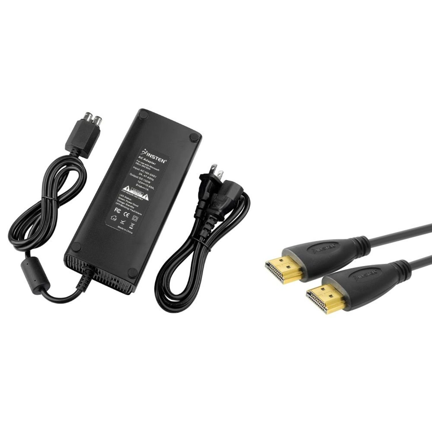 

Insten® 135w 12V AC Power Adapter Charger + 25 Feet 15FT HDMI Cable M/M Compatible With Xbox 360 Slim
