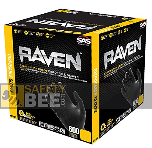 SAS Raven Examination Grade Disposable Nitrile Gloves (600 Pack) (Large)