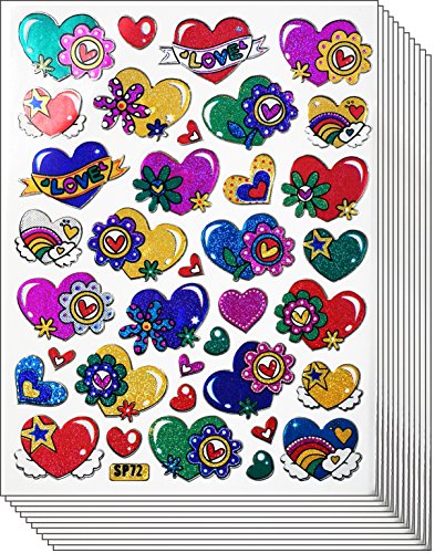 Jazzstick 270 Fun & Colorful Valentine Heart & Flowers Decorative Sticker 10 sheets (VST01A11)