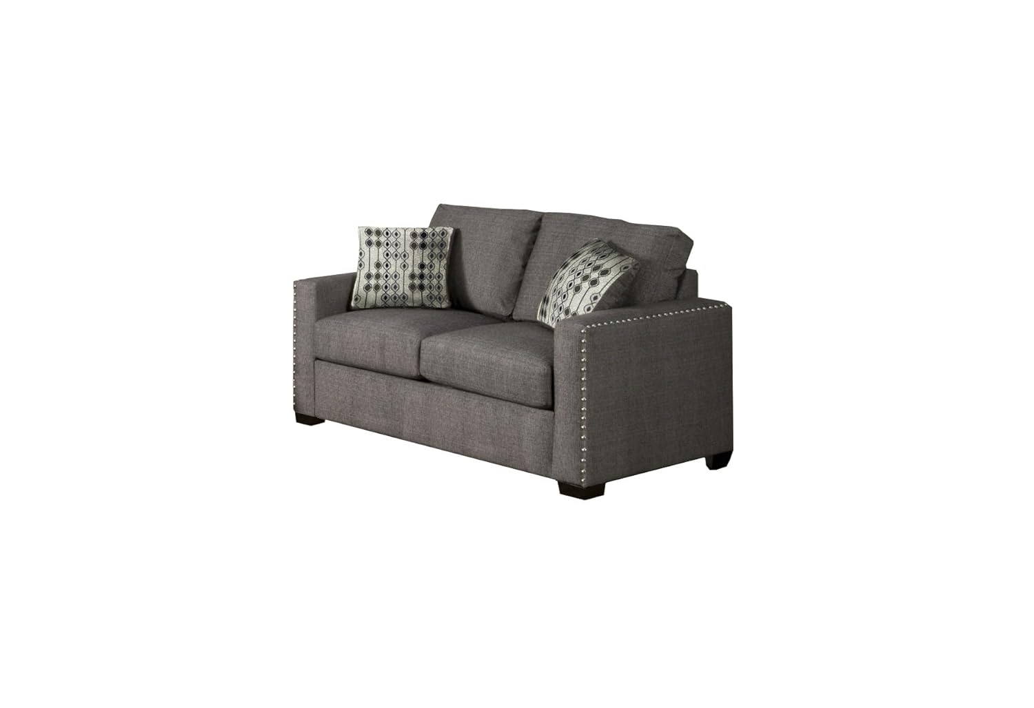 furniture of america gaius modern love seat with accent pillows
