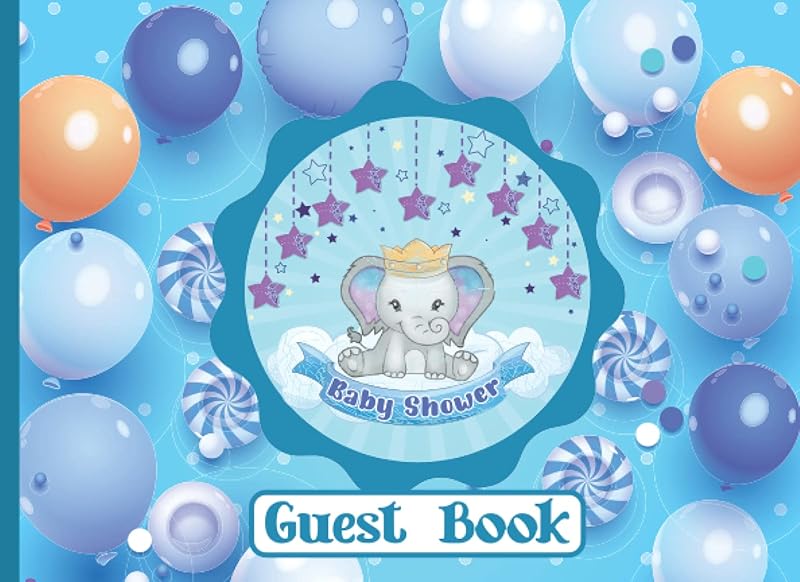 Baby Shower Guest Book: Cute Elephant Baby Shower Guestbook for Boy with Registry and Gift Tracker Log for Guests (Sign In Notebook for Occasion) by Zeenty Press
