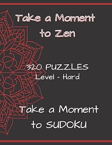 Take A Moment To Sudoku 8.5 x 11 in.: Large Sudoku Composition Book with 320 Hard Puzzles and Solutions Red Mandala Design by Time To Sudoku