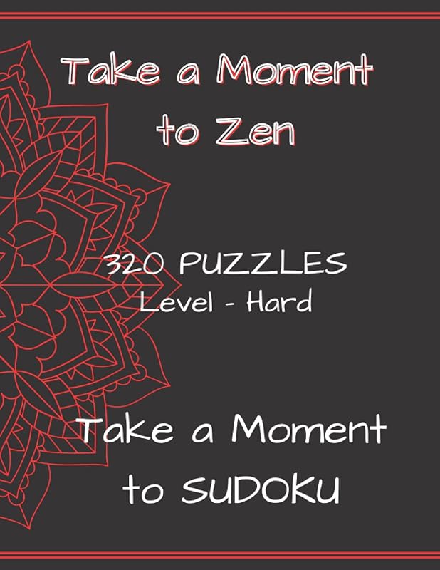 Take A Moment To Sudoku 8.5 x 11 in.: Large Sudoku Composition Book with 320 Hard Puzzles and Solutions Red Mandala Design by Time To Sudoku