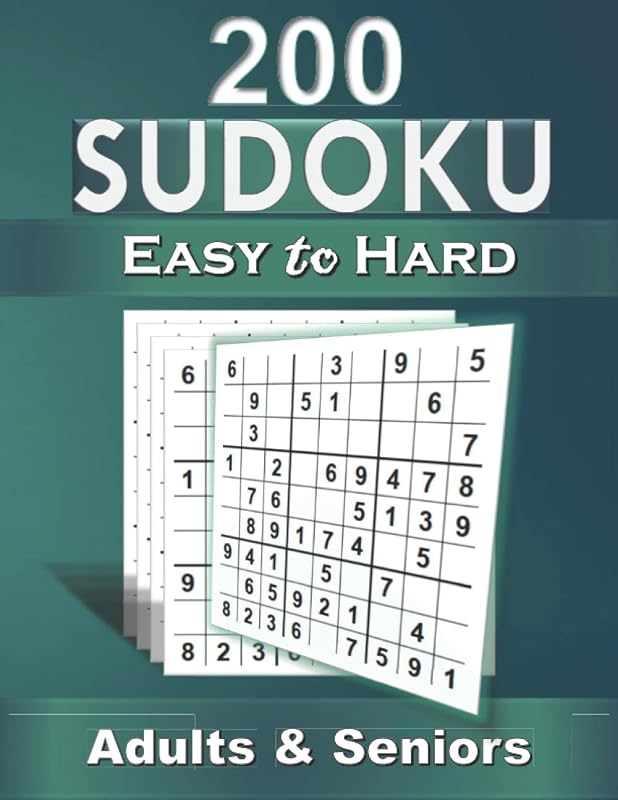 200 easy to hard sudoku puzzles for adults with solutions: Easy to hard sudoku puzzles for adults with solutions by Mr.Jim design mker