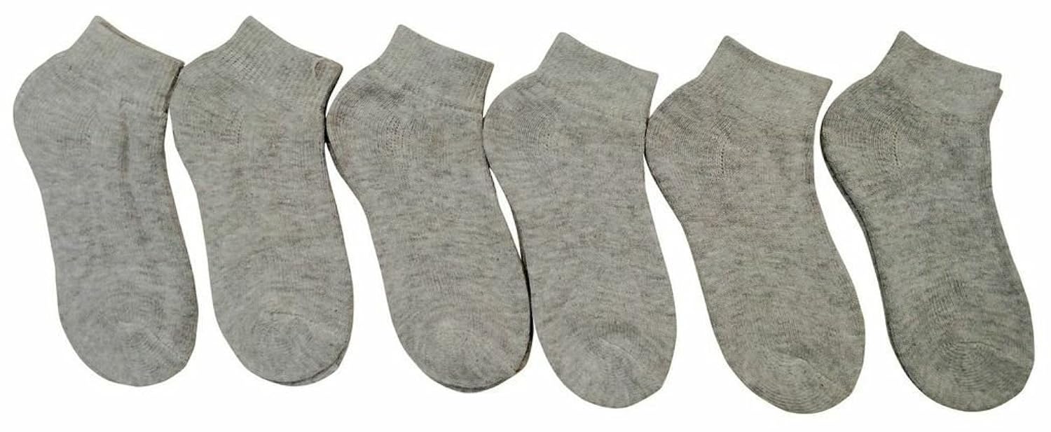 

6 Pairs of Children's Ankle Socks, Low Cut, Quarter Length, Unisex, Cotton