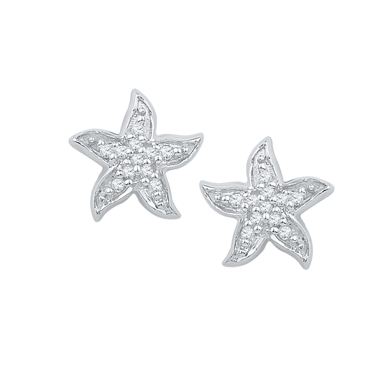 

1/10 ct. tw. Diamond Starfish Earrings in Sterling Silver
