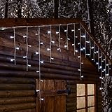 Stalattite 2,7 x 0,8 m, 66 led bianchi, effetto flashing, cavo trasparente, luci di Natale, luci per balconi. decorazioni luminose