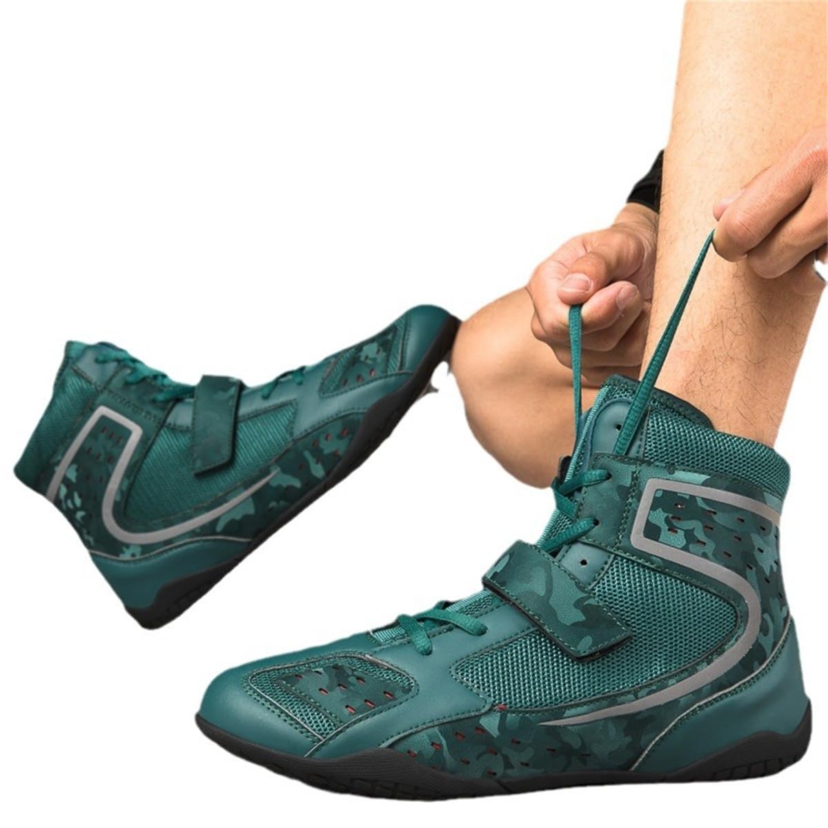 Men's Boxing Shoes High Top Squat Kickboxing Shoes Lightweight Wrestling Boots Sparring Unisex's Competition Footwear_vogvips.com