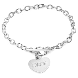 Personalized Sterling Silver Heart Charm Bracelet - Free Engraving._SS250_.jpg