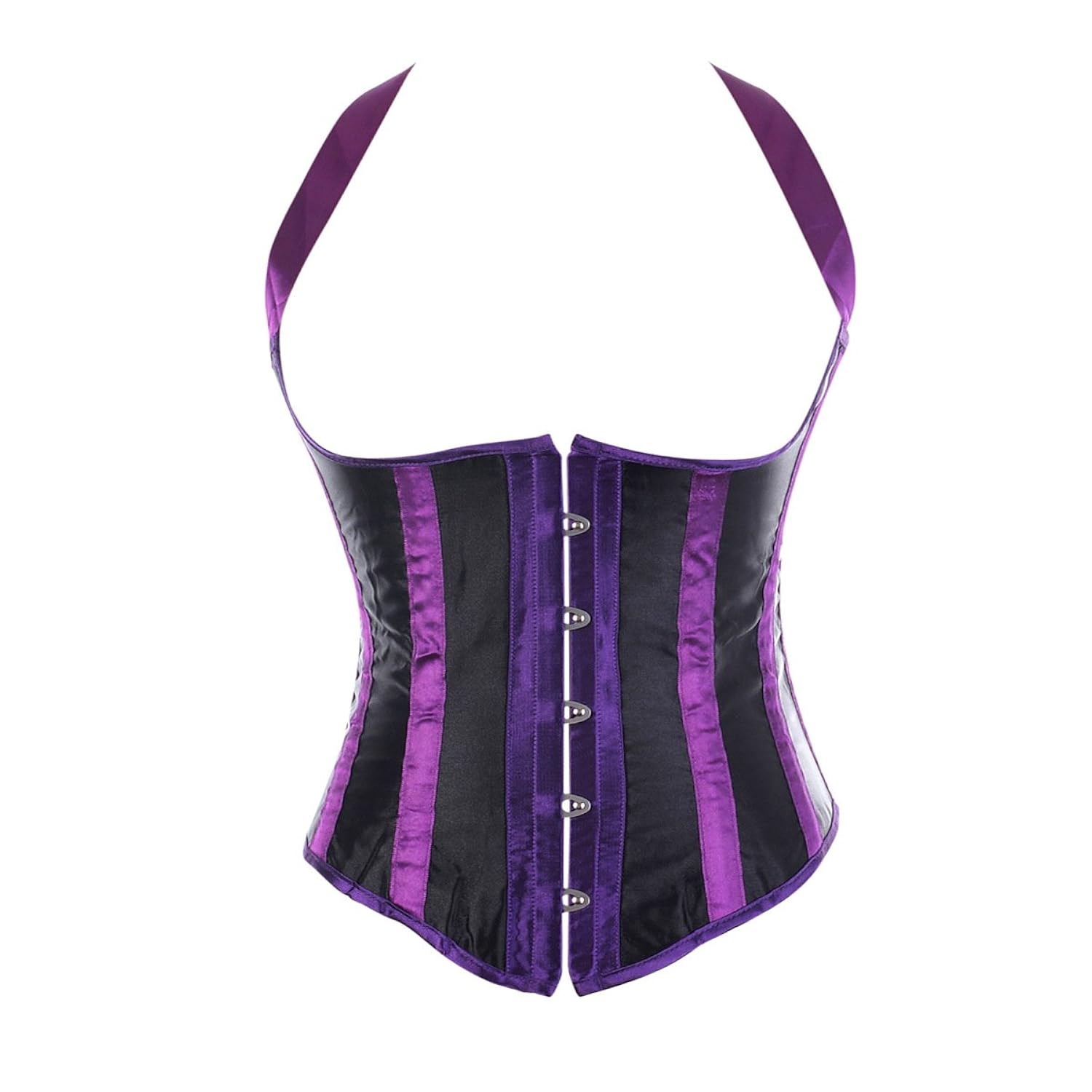 

Waist Cincher Corset Striped Lace up Boned Underbust Cupless Shaper Halter Top