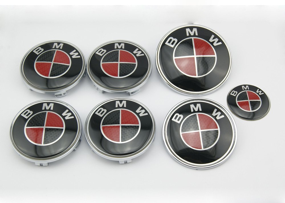 

HAMMER BMW Black/Red Carbon Fiber Emblem Logo Badge Set 7-pc Set Special Offer【Free Ship From NY, USA】