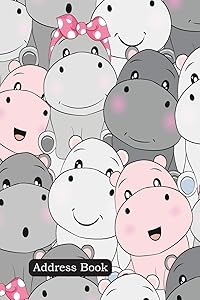 Address Book: Include Alphabetical Index With Cute baby hippo seamless pattern cover