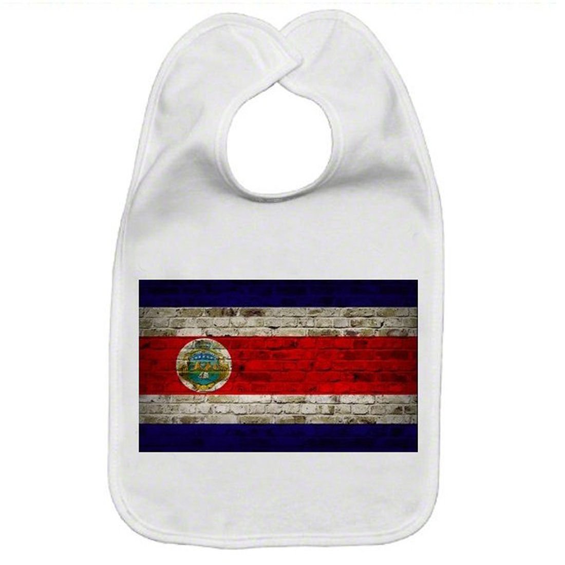 

Costa Rica Flag Brick Wall Design Baby Bib