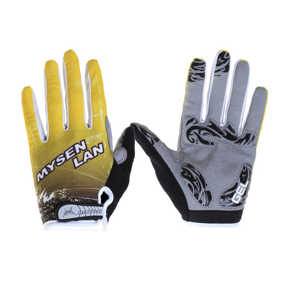 

MYSENLAN Unisex Full Finger Cycling Glove High Breathable Outdoor MTB Road Bicycle Long Gloves Yellow Size Large