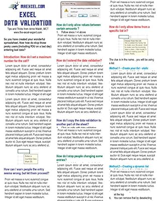 Excel Data Validation Tip Card