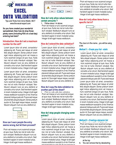 Excel Data Validation Tip Card by Anne Walsh