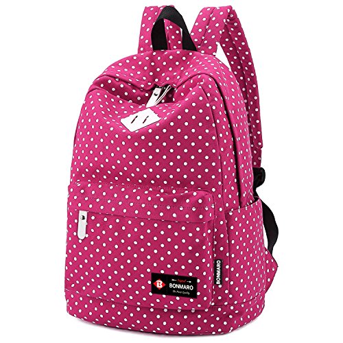 Bonmaro Polka Dot Pink Canvas Backpack