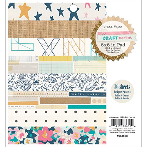 Crate Paper Market Patterned Paper Pad, 6 by 6-Inch